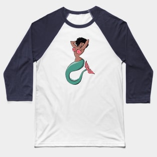 Cute Black Mermaid Tattoo Baseball T-Shirt